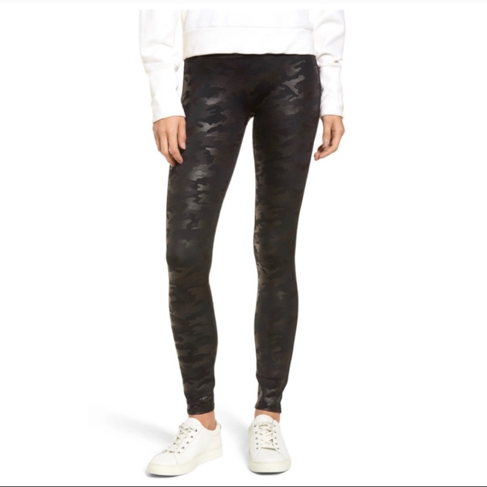 SPANX Black Glossy Camo Leggings